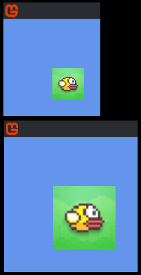 resizing the sprite using the scale parameter