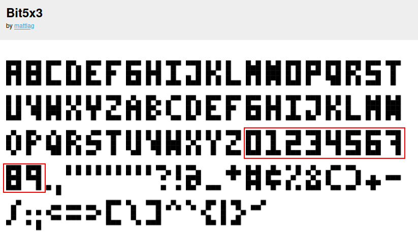 preview of the font bit5x3