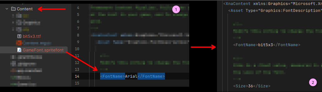 importing the font and changing the build action